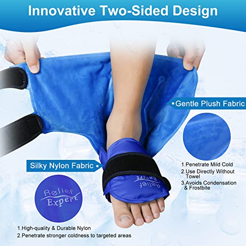 Relief Expert Ankle Ice Pack Wrap 2 Packs – Reusable Cold Gel Pack for Foot and Heel, Dual-Sided Design with Soft Plush Lining, Flexible Cold Compress for Achilles and Ankle Support, Royal Blue - style: Royal Blue-Pack 2