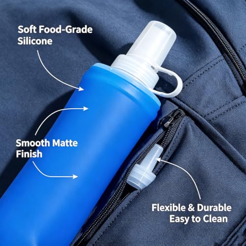 Packable Soft TPU Water Bottle for Outdoor Running Sports, 500 ml, Blue - color: Blue
