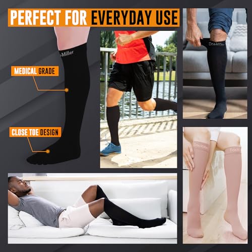 Doc Miller Compression Socks 8-15 mmHg for Women & Men, 1 Pair - color: Black, size: X-Large