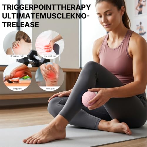 5BILLION FITNESS 2 Pack Massage Lacrosse Ball Set Deep Tissue Massage Balls - color: Pink-green