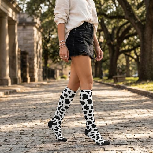 Compression Socks Knee High Support Stockings Women Men - color: Cow Print
