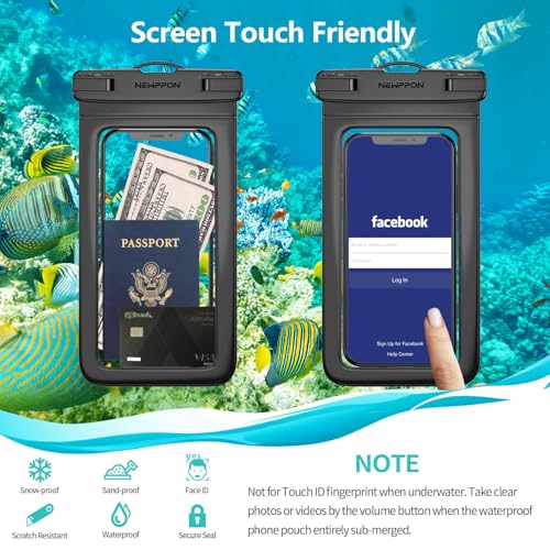 6 Pack 8.5“ Waterproof Cell Phone Pouch - Underwater Dry Bag Case Lanyard - Water Proof Clear Holder Protector for iPhone 17 16 15 Pro Max Plus Samsung Galaxy S25 S24 Ultra Note for Beach Swimming - color: 6 Pack Green