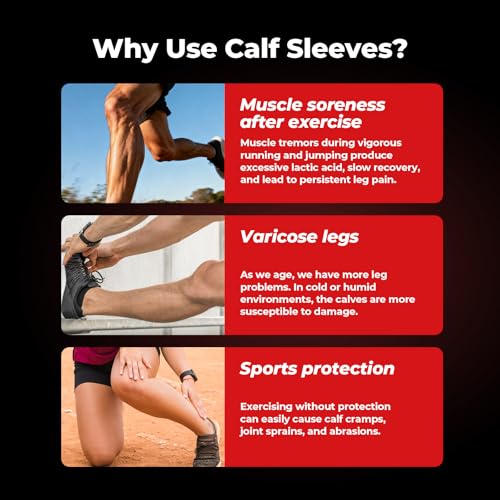 Calf Compression Sleeves for Men & Women (1 Pair), Footless Compression Socks for Leg Support, Shin Splints, Running, Fitness, Travel, Breathable Nylon & Spandex Calf Sleeves, Black - size: L/XL (Calf Circumference 12.2″-15.7")