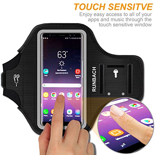 Armband for Galaxy Note 20/10+/9/8,Sweatproof Running Exercise Bag with Fingerprint Touch/Key Holder and Card Slot for Galaxy Note 20/10+/9/8(Black)