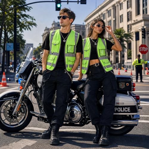 XIAKE Reflective Safety Vest for Men & Women High Visibility Class 2 Vest with Pockets Meets ANSI Standards - color: Green, size: Medium