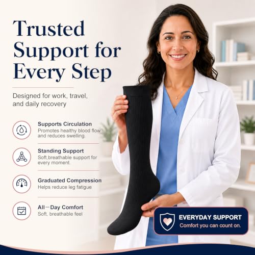 COOLOVER Copper Compression Socks for Women and Men(6 Pairs)-Best Support for Running, Athletic, Travel - color: 03 Black, size: Large-X-Large