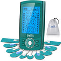 Belifu Dual Channel TENS EMS Unit 24 Modes Muscle Stimulator for Pain Relief Therapy, Electronic Pulse Massager Muscle Massager with 10 Pads, Dust-Proof Drawstring Storage Bag, Fastening Cable Ties - color: Green