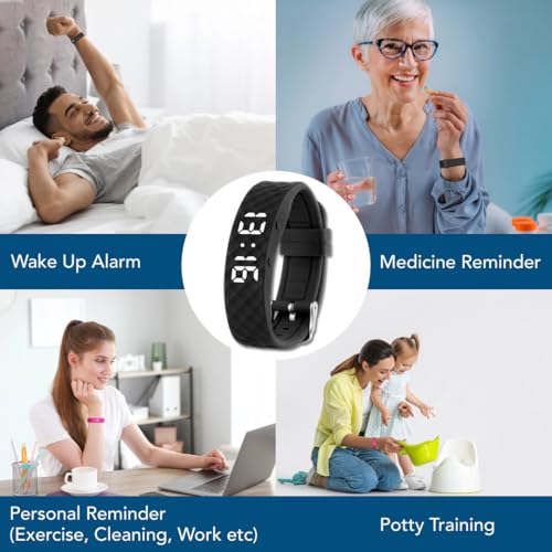Tabtime Vibrating Alarm Reminder Watch - with up to 10 Personal Alarms or Pill Reminders per Day - color: Pink, size: Large