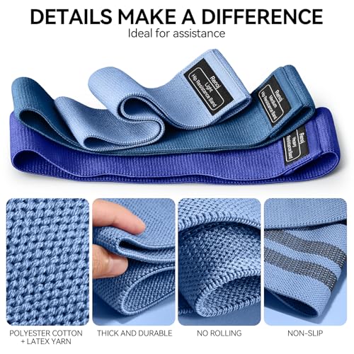 Fabric Resistance Bands for Working Out, 3-Set Exercise Loops for Home Gym - color: Navy
