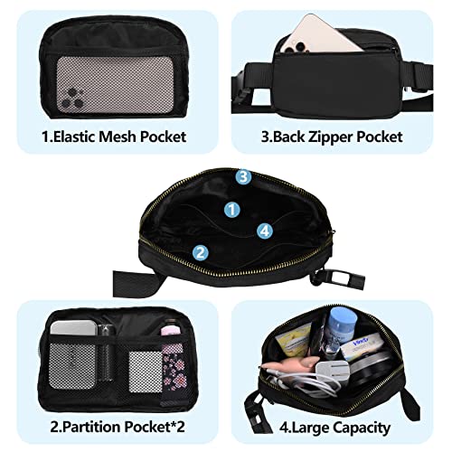 VOROLO Fanny Pack For Women And Men Crossbody Bag Black+Leopard White - color: Black+Leopard White