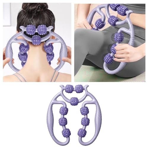 HEEPDD 9 Wheels Muscle Roller, Leg Massager Muscle Relaxation Stretching Roller Foam Roller Deep Tissue Massager for Thigh Arms Leg Waist (Purple) - color: Purple