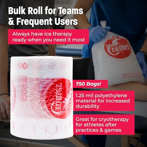 Cramer Large Ice Bags For Injuries, Clear Ice Bags for Athletic Training Rooms, Easy to Tie Bags for Athletic Trainers, 12" x 24" Bags, Pack of 750 - size: 12" X 24" - 750 Bags