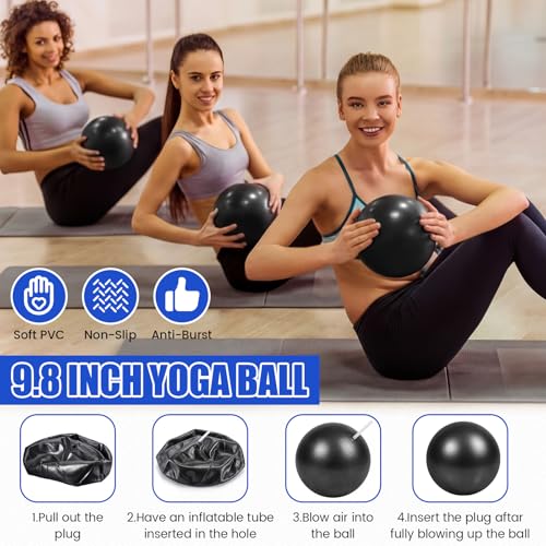 9 Inch Bulk Pilates Balls Resistance Bands Set - color: Black