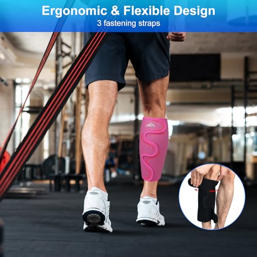 supregear Calf Support Brace, Adjustable Comfortable Compression Calf Wrap Sleeve for Muscle Swelling Hiking Training - color: Pink