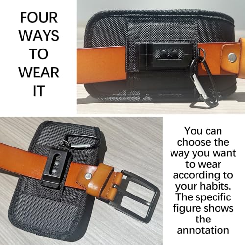 Heavy Duty Nylon Phone Holster with Built-in Card Slot, Vertical & Horizontal Belt Clip Pouch for iPhone 16/17 Pro Max & Galaxy S24/S25 Ultra