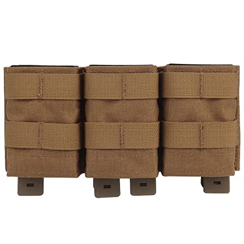 Triple Molle Mag Pouch 5.56 Tactical Open Top Magazine Holder Carrier with Quick Release Magazine Pouch Insert - color: CB