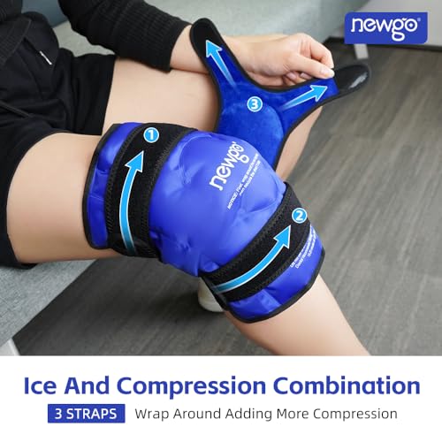 NEWGO Ice Pack for Knee Injuries Reusable, 360° Full Wrap, XL, Blue - color: XL Blue 1-pack