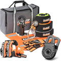 ALL-TOP Recovery Pack Extreme 11in1: Water-Resist Offroad Gear Bag with Recovery Strap Kit(3), Damper, 2 Soft Shackles, SK Hitch Mount, Forged Pulley, Deflator & Gloves - color: Gray, Extreme Recovery Pack