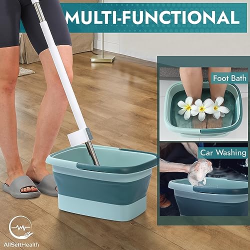 Collapsible Foot Soaking Tub Foldable Foot Bath Soak Tub Basin for Home Spa - color: Green & Blue