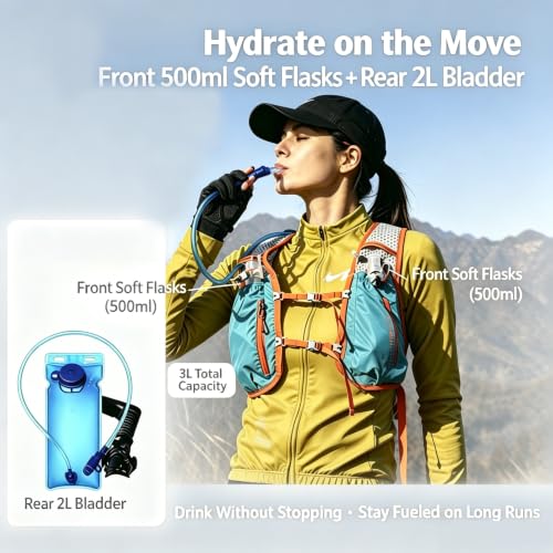 Lightweight Running Hydration Vest 2L Water Bladder for Women Men - color: Lake Blue, size: Vest Only (No Bladder)