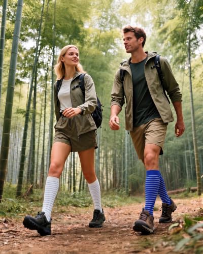 Bamboo Viscose Compression Socks|4Pairs 15-20mmHg Knee High Socks - color: Blue, size: Large-X-Large