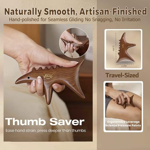 Wooden Gua Sha Tool with Rose Essential Oil, Trigger Point & Acupressure Massage Tool for Deep Tissue Muscle Relaxation, Compact Muscle Scraper Tool, Wellness Self-Care Gift Set - size: Medium