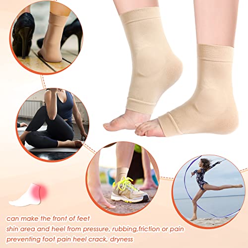 Geyoga 2 Pairs Figure Skating Ankle Pads Socks Sleeves, Beige Color - color: Beige Color