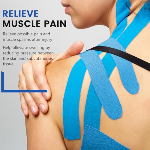 5 Rolls Blue Kinesiology Tape, 2 inch x 16.4 Feet Kinetic Tape - color: Blue