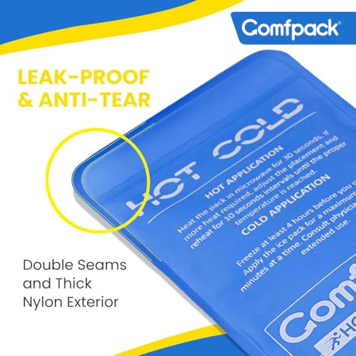Comfpack Soft Ice Packs for Injuries Reusable, Double Side Hot Cold Therapy - size: 9.1×3.8 Inch