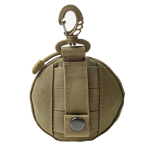1000D Laser Cut Coin EDC Pouch Change Purse Tactical Round Zipper Bag - color: Tan