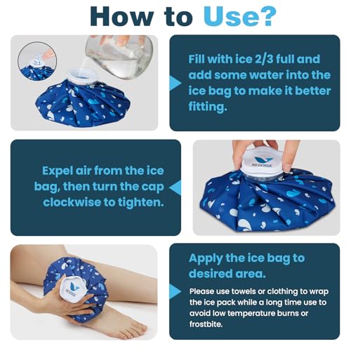 Medcosa Ice Bag 11" (27.9cm) | One Size fits All | Stay Dry, Stay Cool with Our Reusable Soft Fabric Ice Pack | Ideal for Sport Injuries, R.I.C.E Treatment, Scrapes & Headaches - style: Ice Bag - 11 Inches