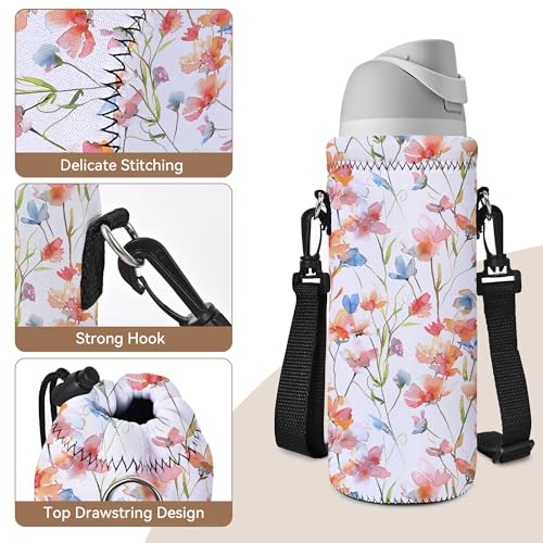 RICHEN Neoprene Water Bottle Carrier Bag with Adjustable Shoulder Strap,Insulated Water Bottle Cover for Stainless Steel/Glass/Plastic Bottles - color: BC-52, size: 500ml