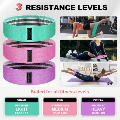 2-in-1 Fabric Resistance Bands Set with Stretching Strap