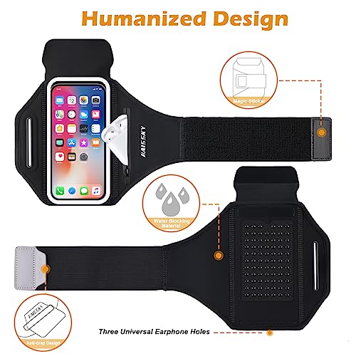 Running Armband with Earphone Bag, 6.9" Phone Holder for iPhone Samsung - color: Dark Black (Up to 6.9''), size: Medium