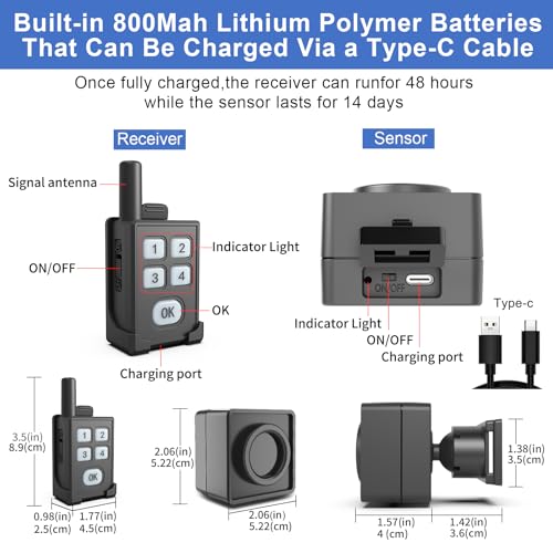 Perimeter Trip Alarm-Portable Camping Motion Sensor-1 Receiver+4 Sensors - style: 1 Receiver+4 Sensors
