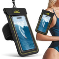 2-in-1 Waterproof Phone Pouch & Phone Armband Floating, Underwater Water Proof Phone Case with Detachable Strap, Waterproof Bags Up to 6.9", Beach Vacation Water Park Essentials Black