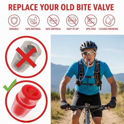 6PCS Silicone Bite Valve Replacement Nozzles, Bite Valve Replacement Sheath for Water Bladder Reservoirs, Hydration Pack Bite Valve Sheath Safe Nozzle Mouthpiece Replacement Compatible with Osprey