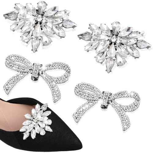 4 Pcs Rhinestone Shoe Clips for Women Dress Shoes Fashion Crystal
