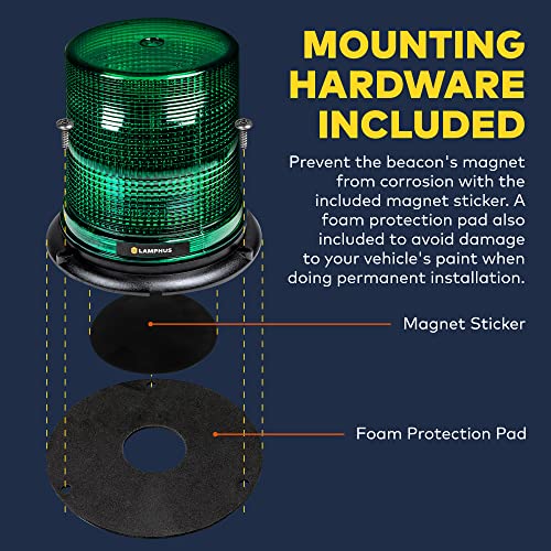 LAMPHUS Aura 7 Inch 12W Green LED Beacon Warning Strobe Light For Trucks - color: Green, size: 7"