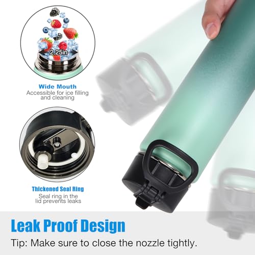 Volhoply 24oz Insulated Water Bottle with Straw Lid, Mojito, 1-Pack - color: Mojito