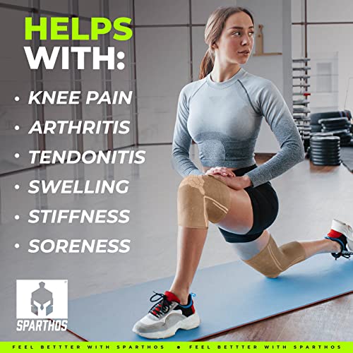 Sparthos Knee Brace for Men, Knee Compression Sleeve for Women - Beige-M - color: Desert Beige