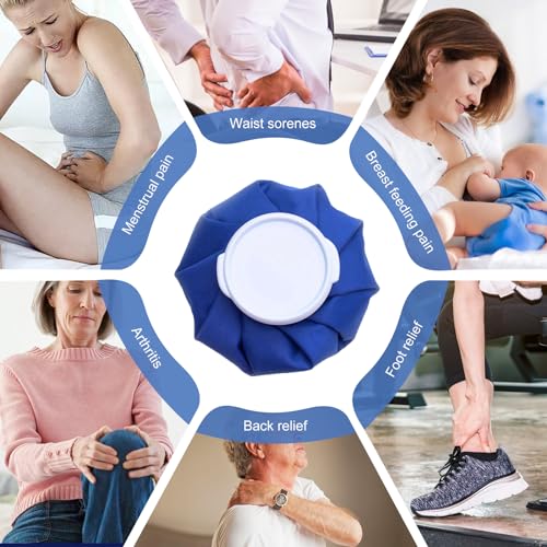 XIAEQOH【4 Sets】 Ice Bags for Injuries Reusable, Hot & Cold Therapy Ice Pack with Elastic Breathable Support Wrap, No-Leak Hot Water Bag for Pain Relief, Swelling, Headache & Migraine - color: Blue - 4 Sets