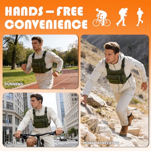 KINGSLONG Running Vest, Chest Bag for Men, Chest Pack, Hiking (A-Green) - color: A-Green