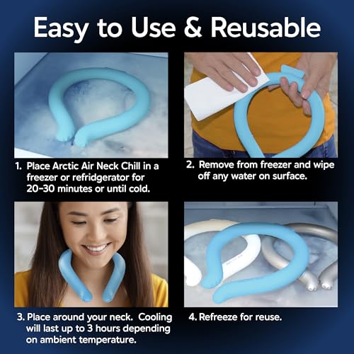 Arctic Air Neck Chill, Neck Cooling Tube, Hands Free Cooling, Quick Freeze Gel, Wearable Body Coolers for Hot Weather, Reusable, Adjustable Fit, 36 Pack - size: One Size (Pack of 12)