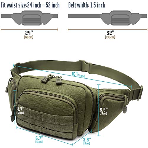Tactical CCW Fanny Pack for Men Women, Concealed Carry Fanny Pack - color: Army Green