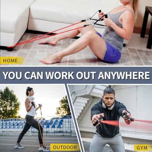 WHATAFIT Resistance Bands with Handles, 150 lb Exercise Bands Set - color: Chromatic