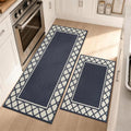 COSY HOMEER Washable Kitchen Rugs Sets of 2 Non-Slip Kitchen Mats,Navy - color: Navy Blue, size: 20"x30" + 20"x48"