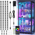LED Strip Lights 4 Pcs 1.64FT RGB Small LED Light Strips Kit Dimmable RGB 5050 Color Changing Tape Lights TV Backlight Display Case Lights Shelves Lighting with APP & RF Remote and Power Supply - color: 4 x 16.4FT(6.56FT)