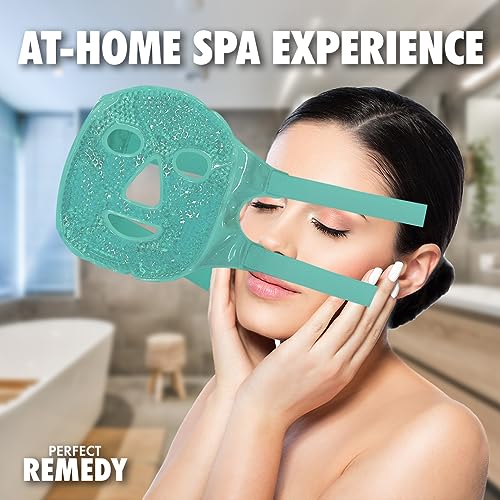 Perfect Remedy Face Ice Pack, Reusable Hot & Cold Ice Face Mask, Gel Compress for Helping with Puffy Eyes and aiding in Conditions of Swelling, Facial Spa Cooling Mask for Women and Men (Green) - color: Green