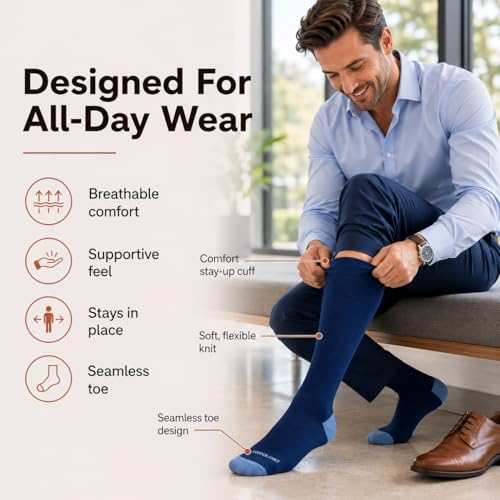 CopperJoint Compression Socks for Women & Men, Blue, Medium, 1 Pair - color: Blue, size: Medium
